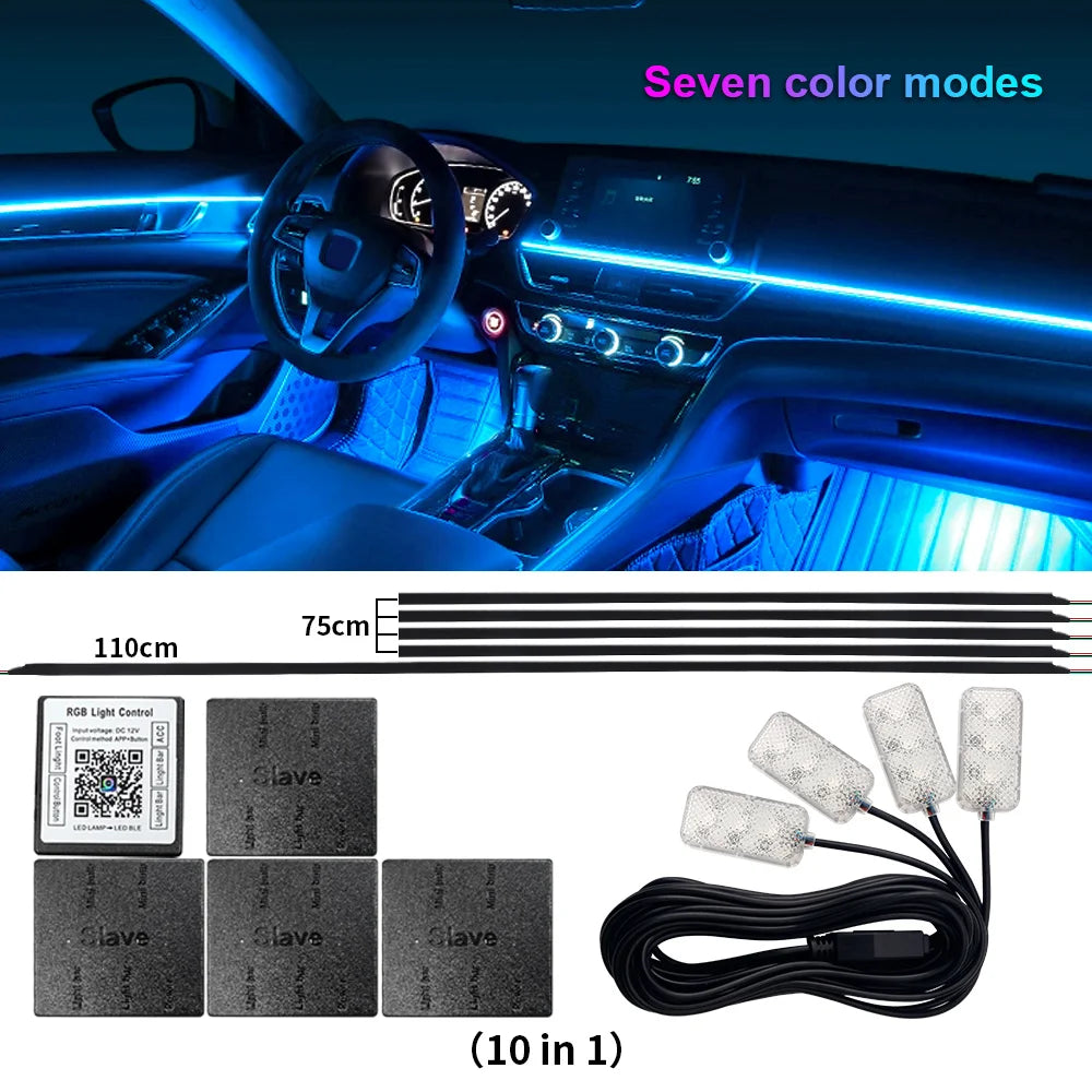 18-in-1 Dual Zone Symphony RGB Car Interior Ambient Light Kit