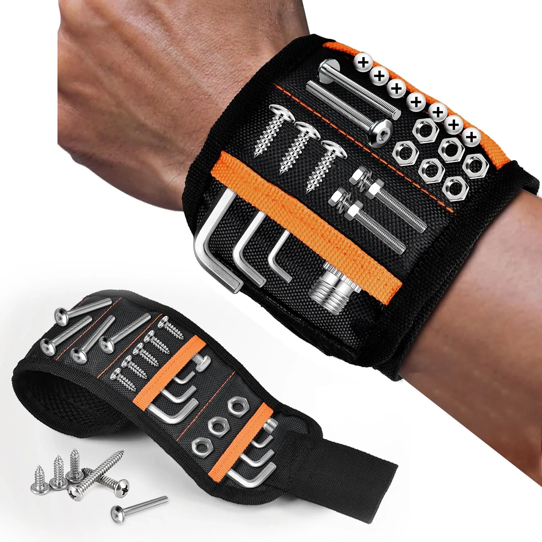 Vabena Magnetic Wristband - 1680D Polyester Tool Holder with 15 Magnets