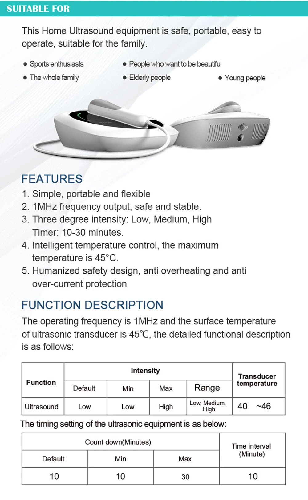 Ultrasound Physiotherapy Device for Muscle & Joint Pain Relief