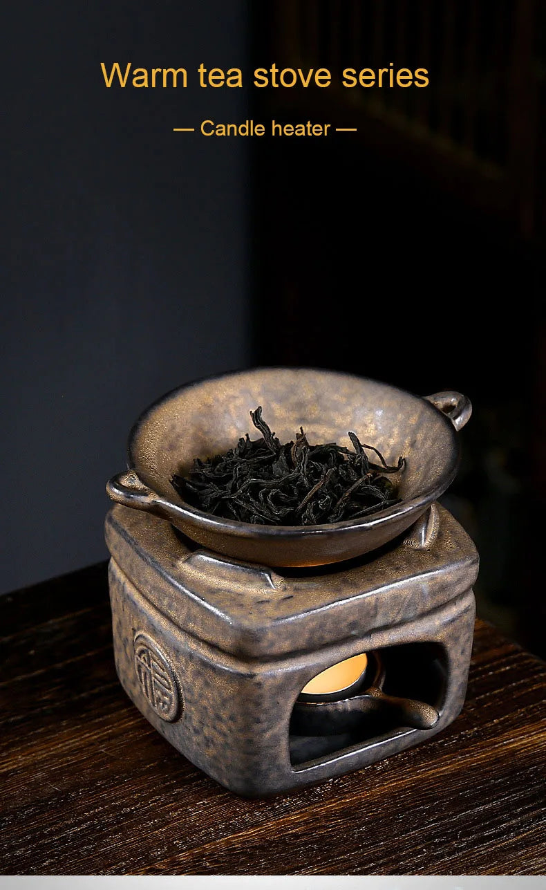 Vintage Hand-Made Tea Warmer Set - Stove & Teapot