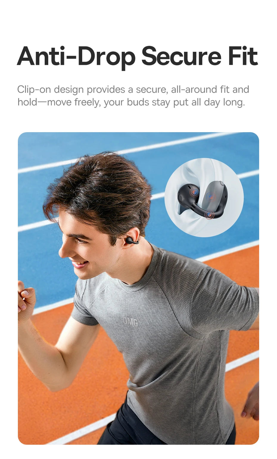 Baseus BC1 Open Ear Clip Earbuds - Wireless Bluetooth 6.0 Sports Headphones with 4-Mics & Super Bass IP55