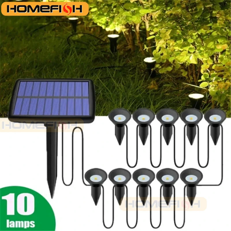 10-in-1 RGB Solar Garden Spotlights - IP65 Waterproof Outdoor Lights