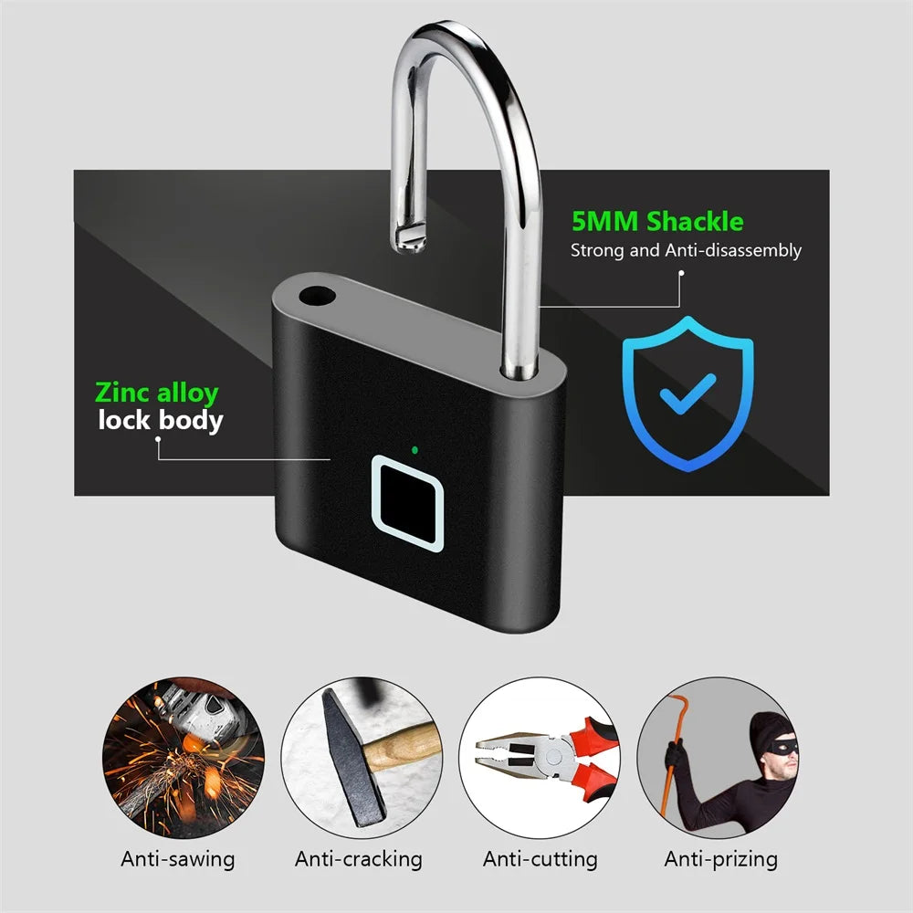 KERUI Fingerprint Smart Padlock | Keyless USB Anti-Theft Lock