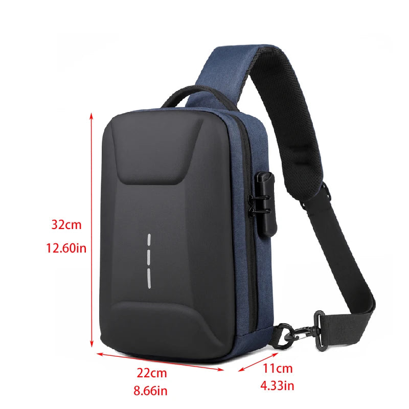 Men's Anti-theft Crossbody Bag with USB Charging Port & Combination Lock for Business & Travel