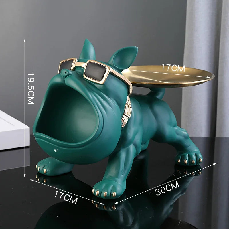 Bulldog Figurine Storage Box - 30cm Resin Dog Statue Home Decor