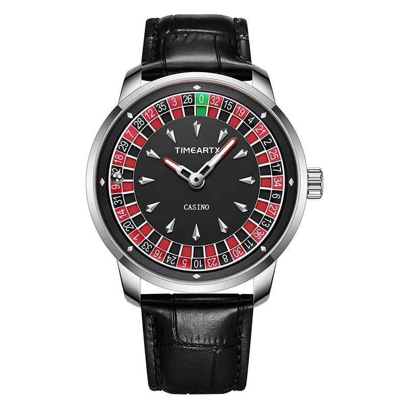 TIMEARTX Luxury Roulette Poker Game Quartz Watch for Men