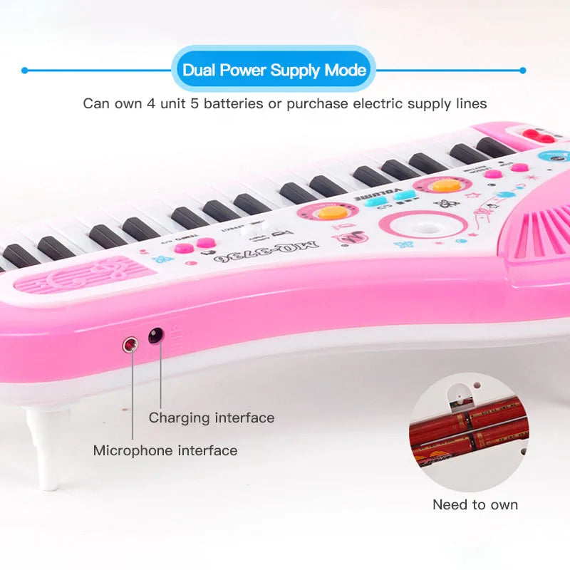 37 Keys Kids Electronic Piano Keyboard with Microphone | Educational Musical Toy