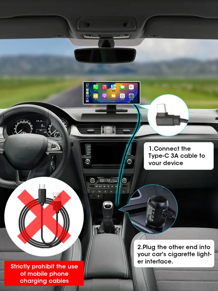 10/11.26" 4K Dash Cam with Wireless Carplay & Android Auto | GPS | Dual Lens