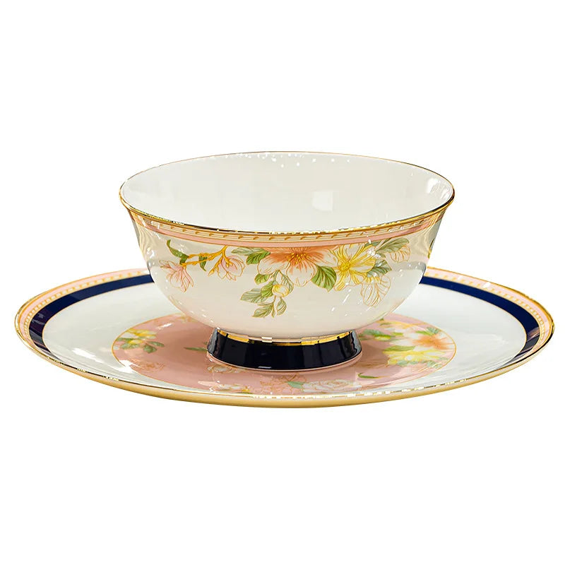 Luxury Gold Rim Bone China Dinnerware Set - 70 Pcs | Fine Dining