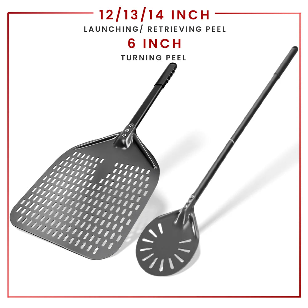 6-14 Inch Hard Anodized Aluminum Pizza Peel – Durable Oven Spatula & Bread Paddle
