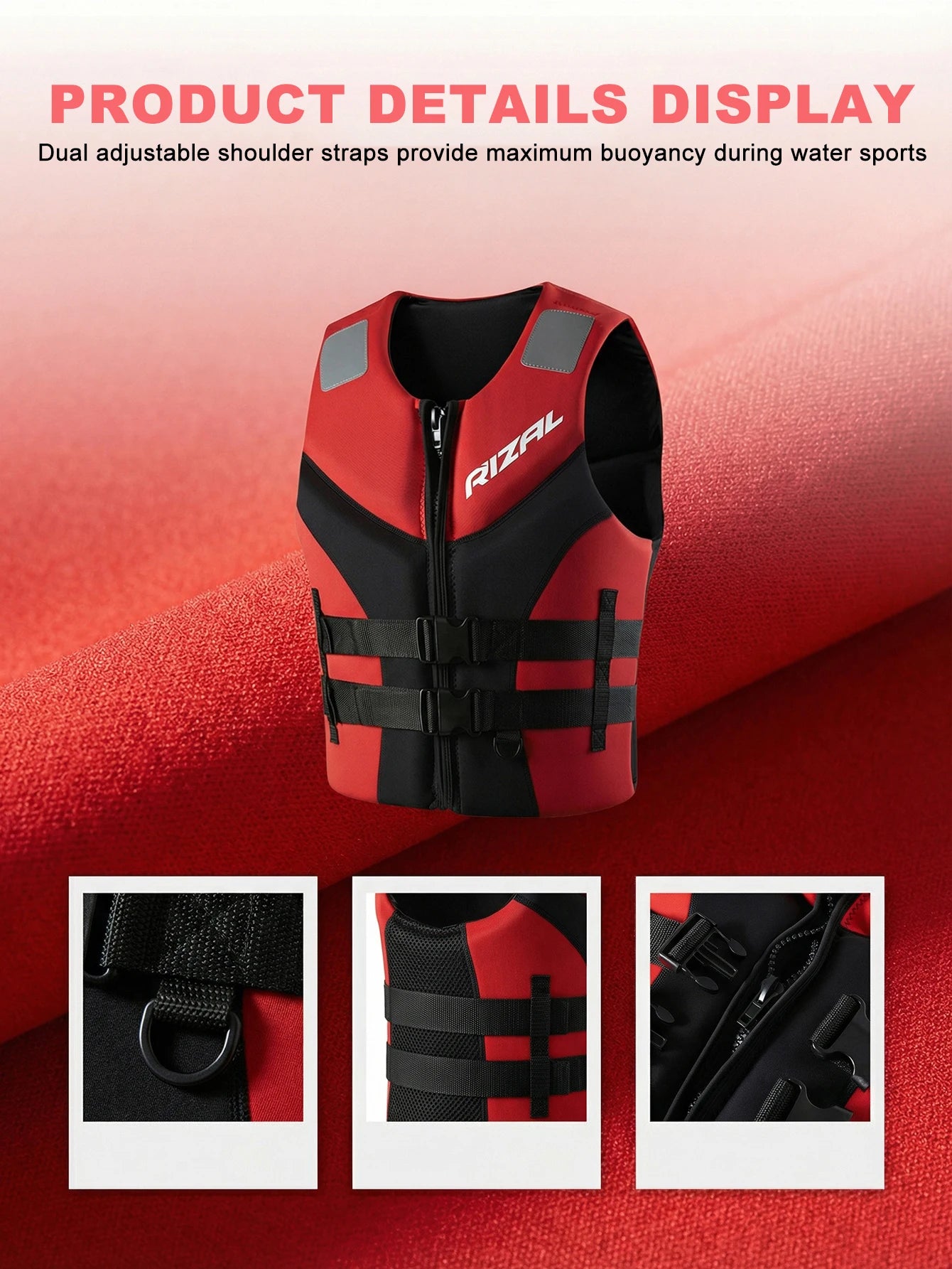 Adult Life Vest for Water Sports, Kayak, Wakeboard & Rescue - High Visibility Safety Jacket