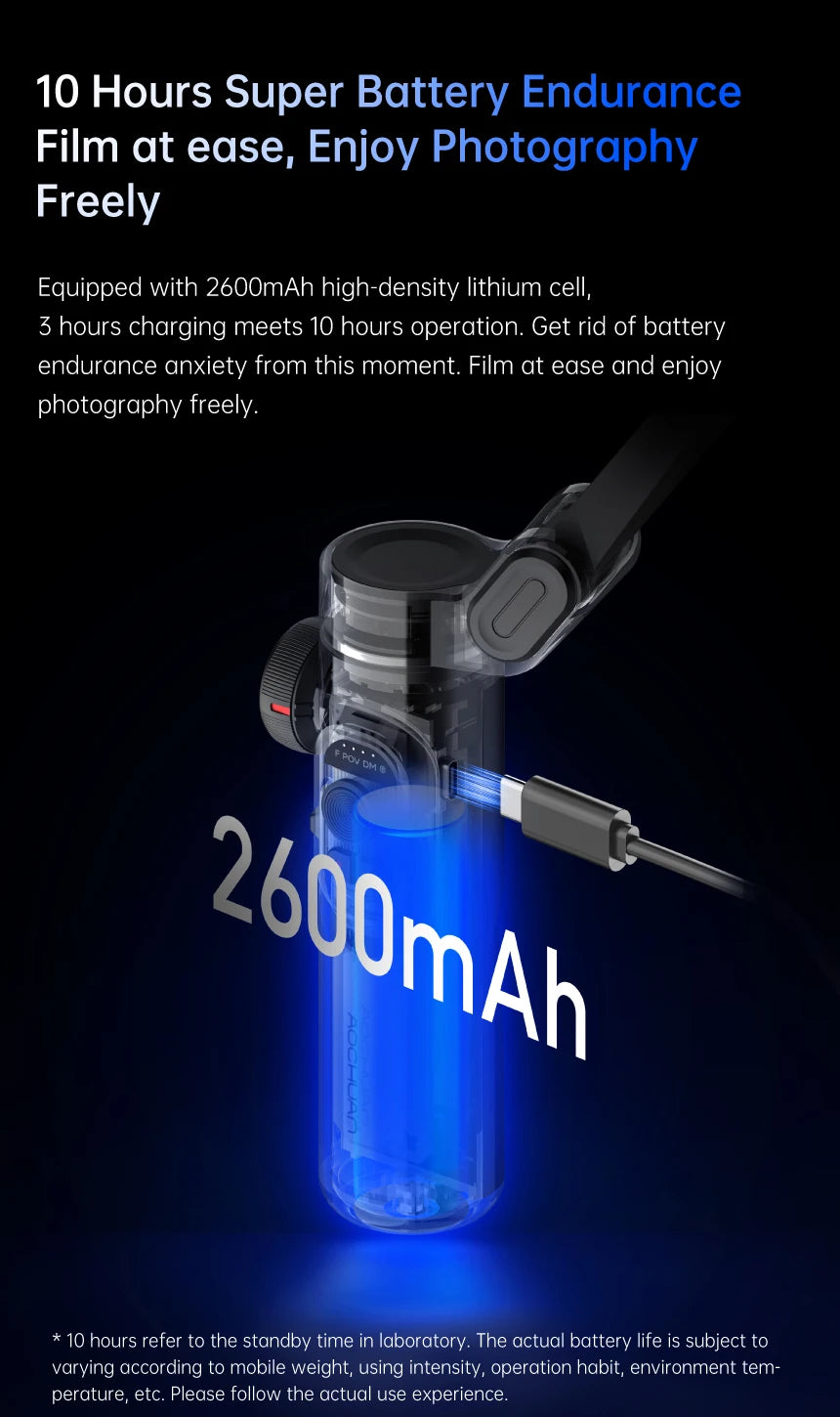 AOCHUAN 3-Axis Smartphone Gimbal Stabilizer with LED Light