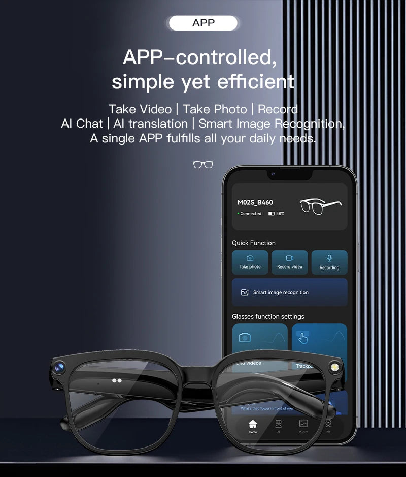 GUHUAVMI 800W HD Camera Glasses for Men - Hands-Free Translator & Video