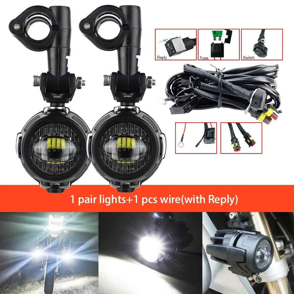 High-Performance Auxiliary LED Fog Lights for BMW R1200GS F800GS K1600 & Universal Motorcycles | 40W 6000K