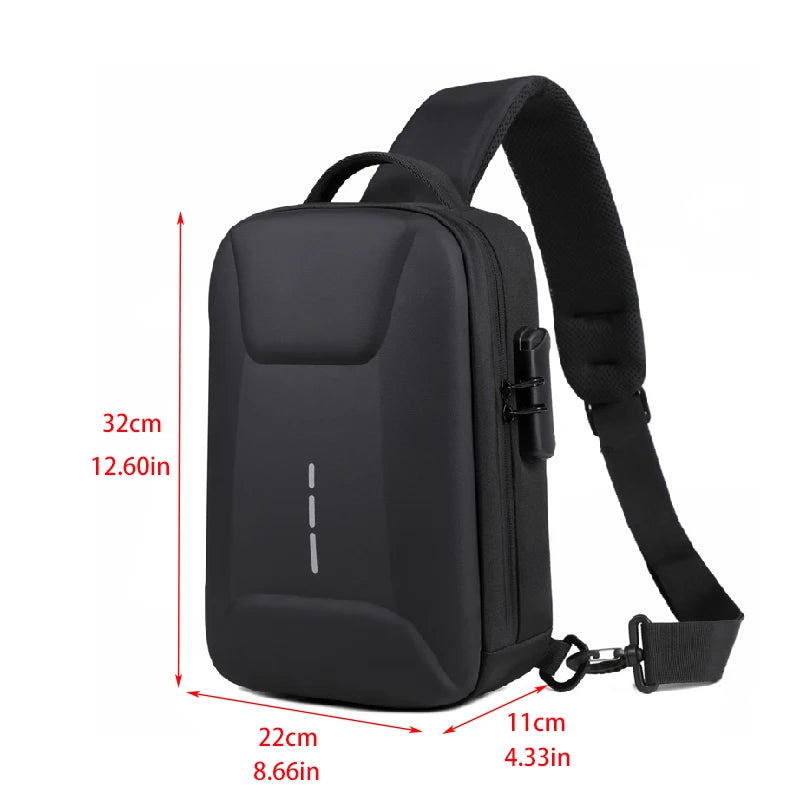 Men's Anti-theft Crossbody Bag with USB Charging Port & Combination Lock for Business & Travel