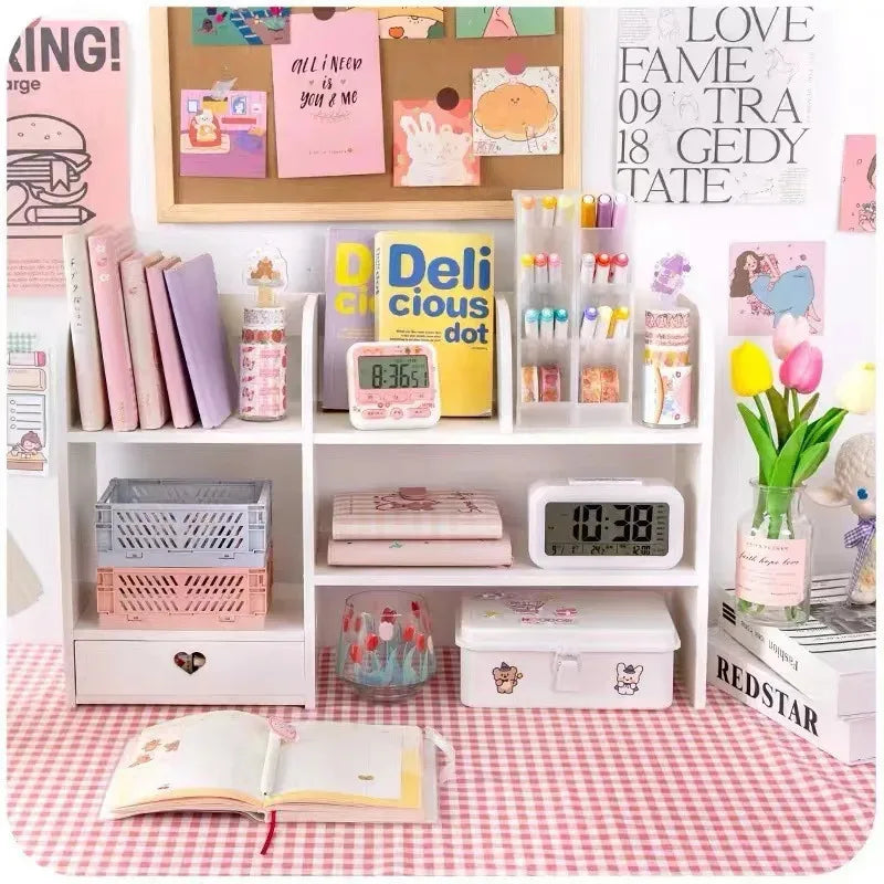 Double-Layer Desktop Organizer Rack - Stationery & Cosmetics Storage