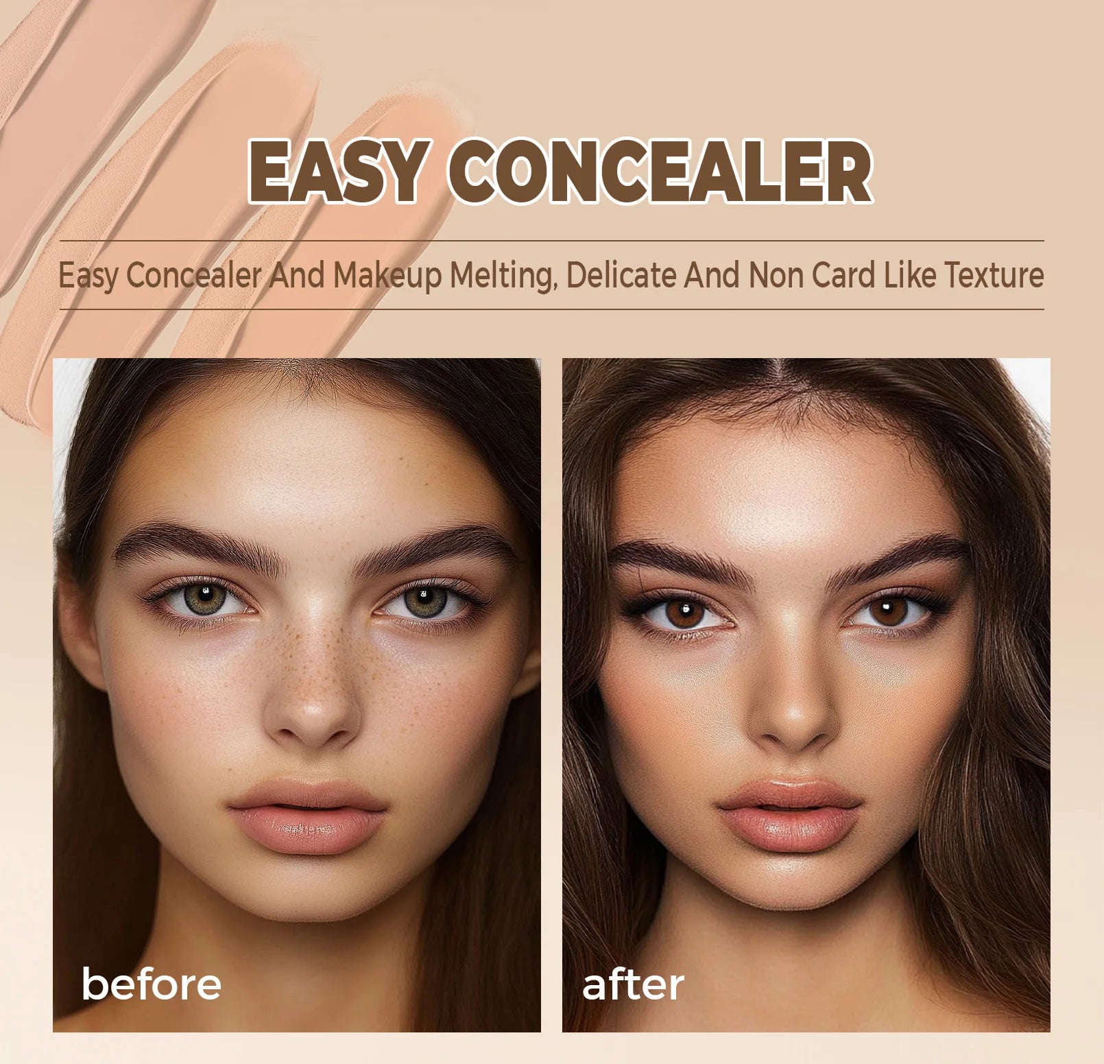 Hydrating Eye Brightening Concealer & Contour Cream - Full Coverage, Long-Lasting Makeup