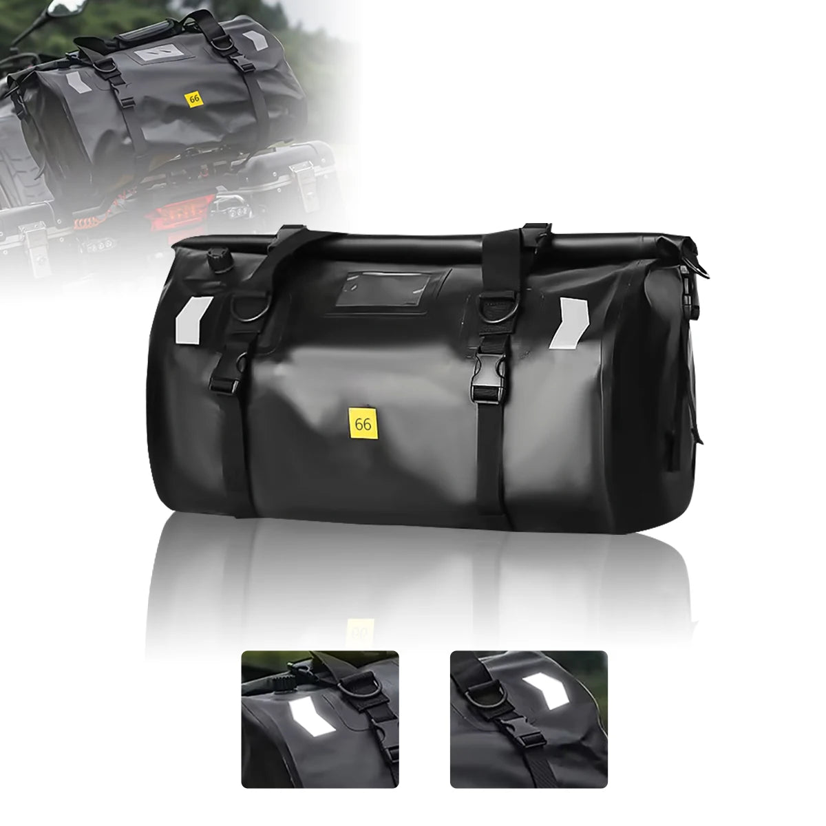 Waterproof Motorcycle Tail Bag | Dry Roll Luggage | 20L, 40L, 66L