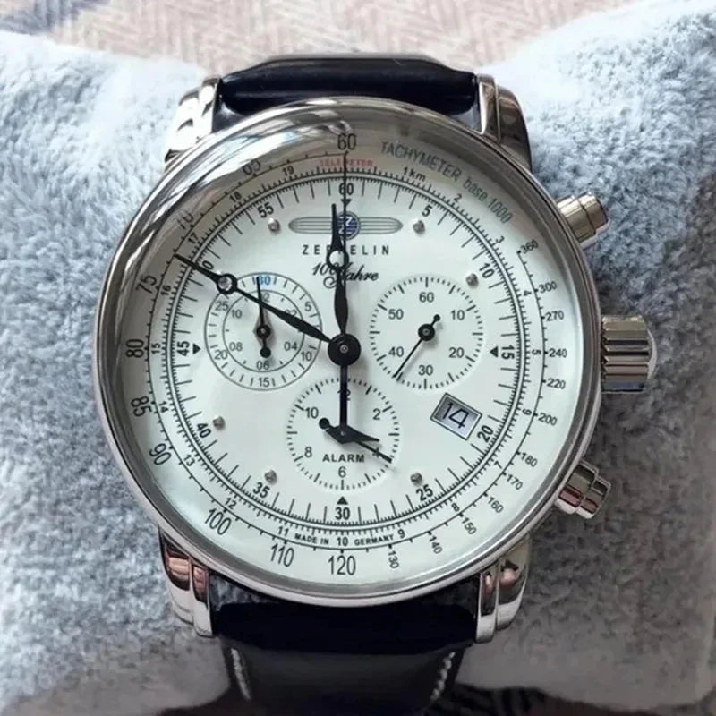 Zeppelin Airship Automatic Date Watch - Men's Luxury Leather Waterproof