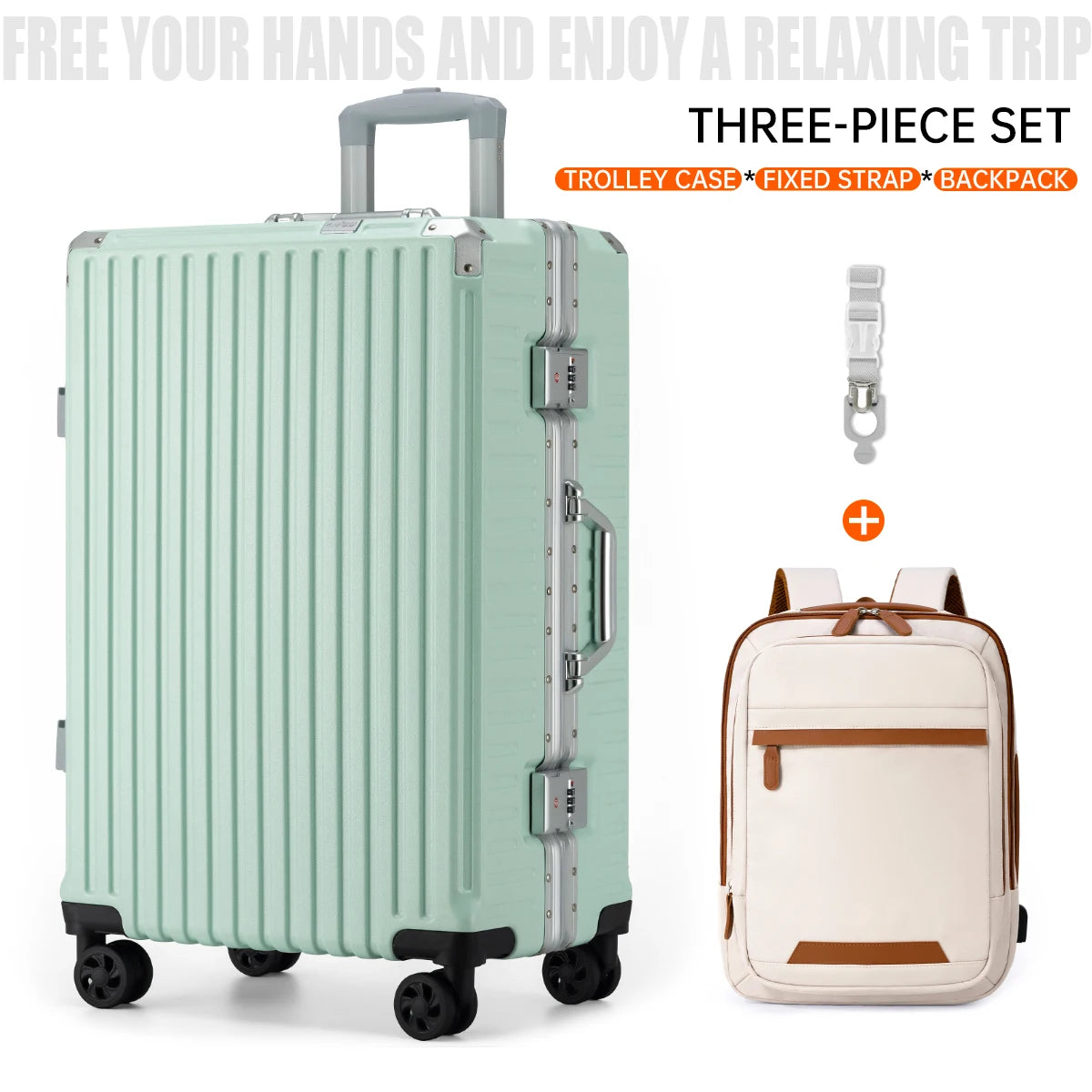 Aluminum Frame Luggage Set - USB & TSA Lock 20-28"