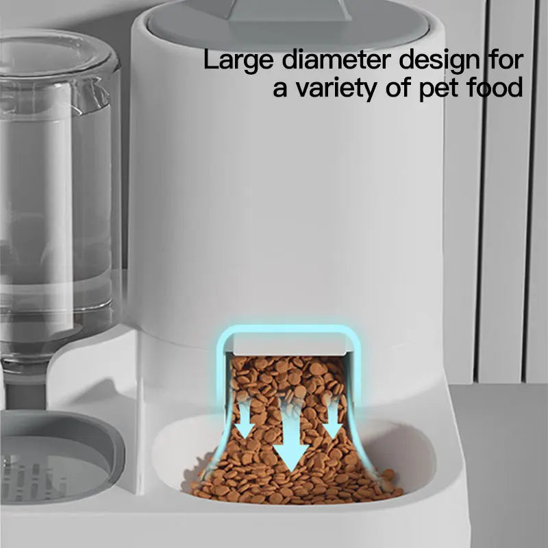 Automatic Gravity-Fed Cat Water Dispenser & Feeder - Spill-Proof