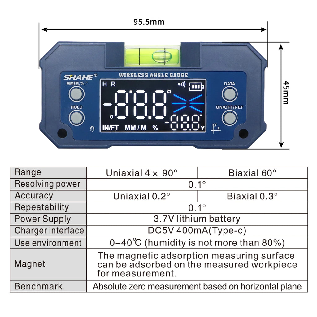 SHAHE MINI Magnetic Digital Inclinometer & Angle Finder - Dual Axis