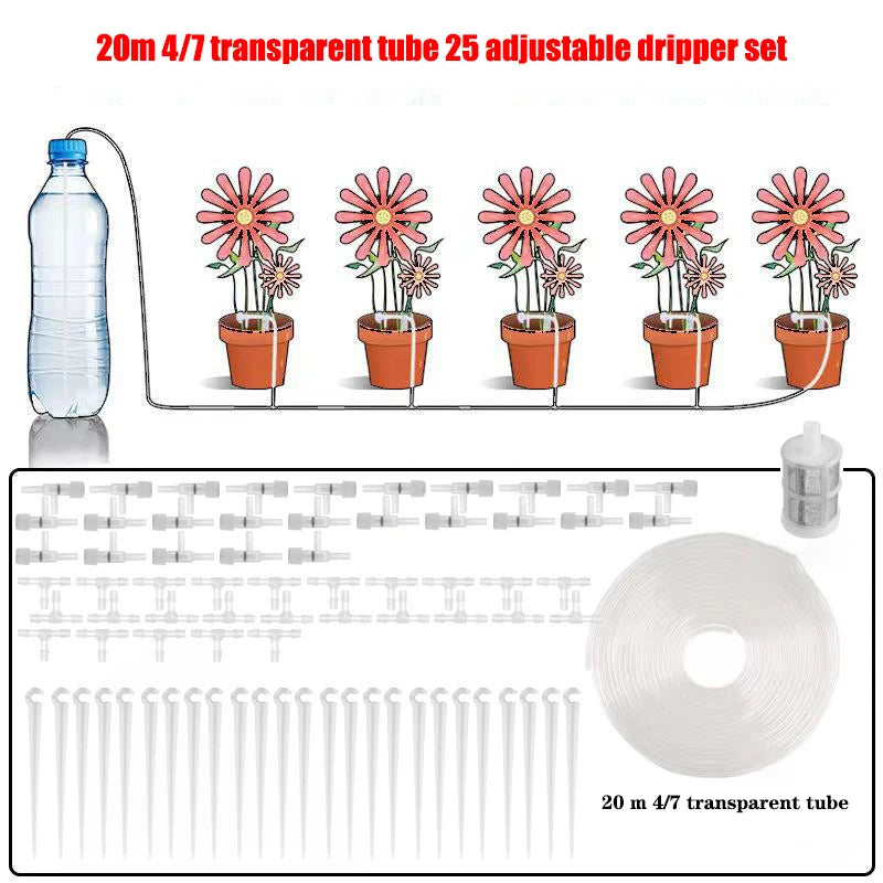 Garden Drip Irrigation Kit with Regulating Valve - Potted Plants & Greenhouse Watering System