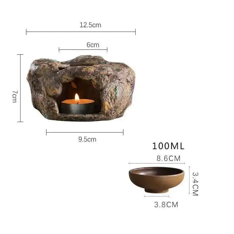 Retro Japanese Stoneware Tea Warmer & Essential Oil Burner - Home Decor