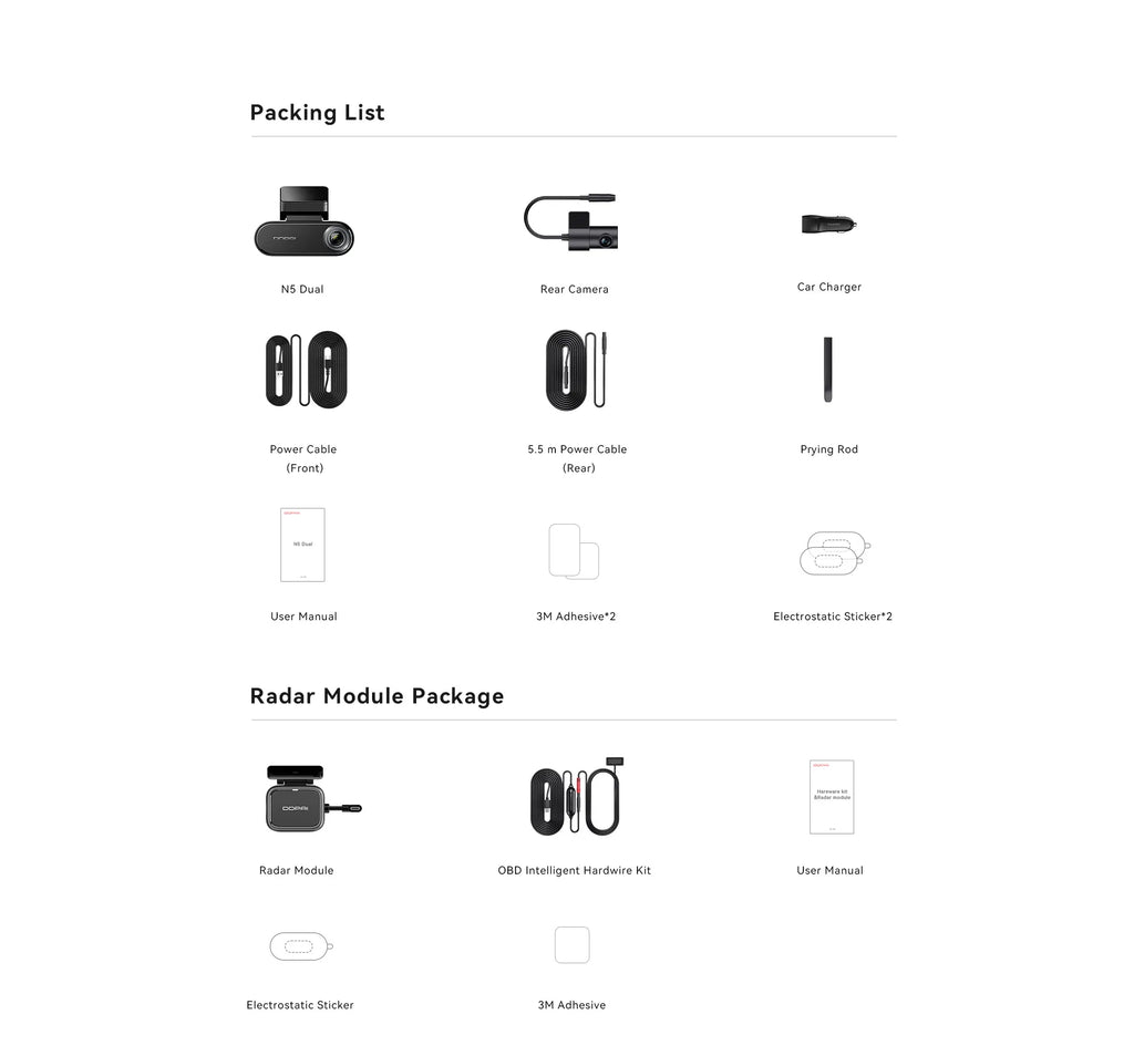 DDPAI N5 Dual 4K Dash Cam - Front & Rear, NightVIS, ADAS, GPS