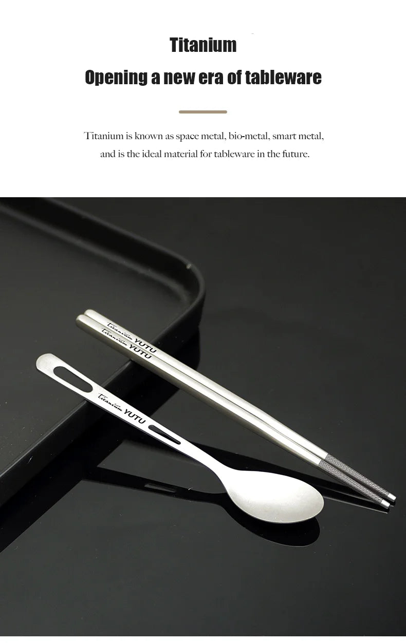 Premium Titanium Portable Cutlery Set - Lightweight Travel Tableware
