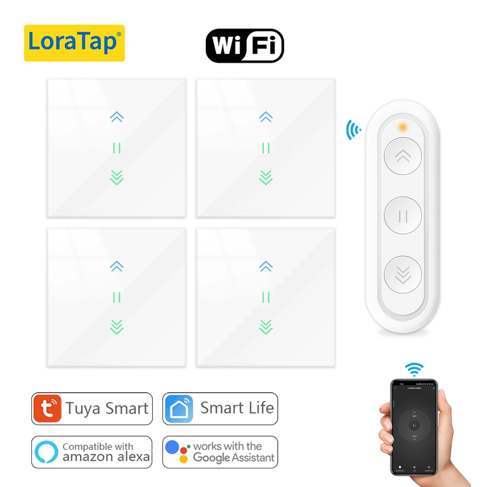 LoraTap WiFi Smart Blinds Switch - App & Voice Control for Modern Homes