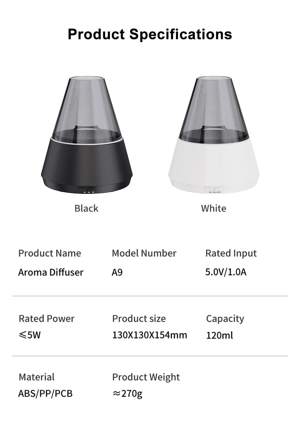 Raugee USB Mini Humidifier & Aroma Diffuser - Quiet, Portable & Essential