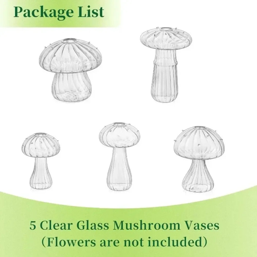Mushroom Glass Vase Set | Hydroponic Home Decor | Unique Plant Vases