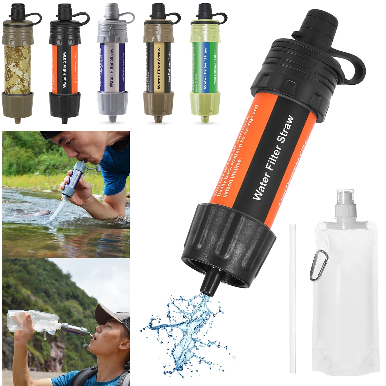 Emergency Water Filter Straw for Hiking, Camping & Survival
