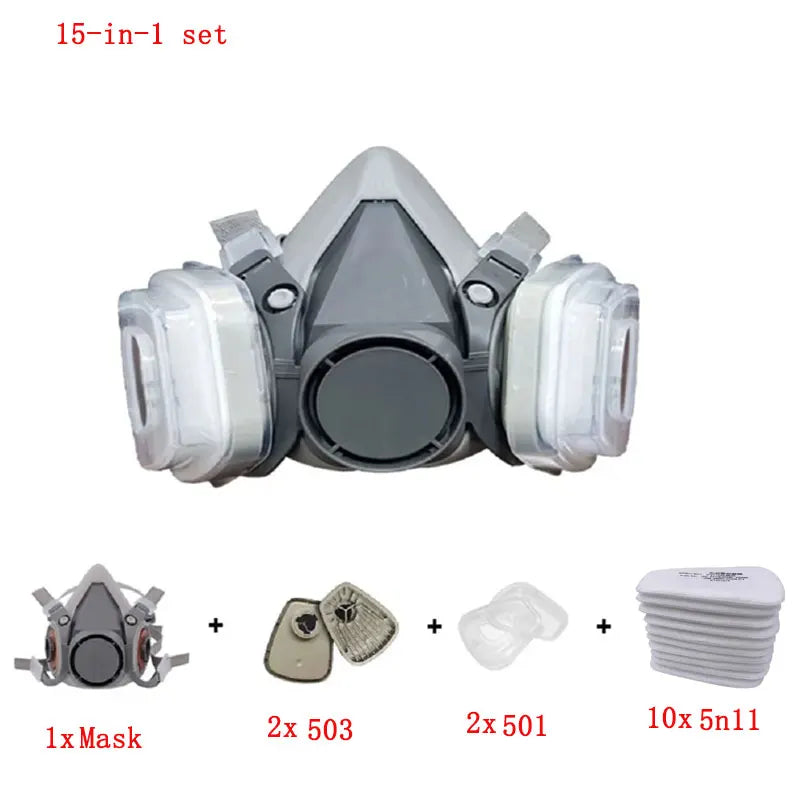 Vabena 6200 Half Face Respirator Mask Kit with 5N11 Filters & Safety Goggles
