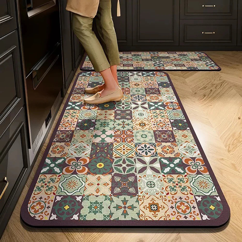 Non-Slip Crystal Velvet Kitchen Mat & Rugs for Living Room, Bedroom & Entryway