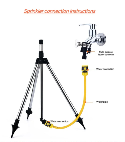 360-Degree Automatic Garden Sprinkler with Stainless Steel Tripod Set