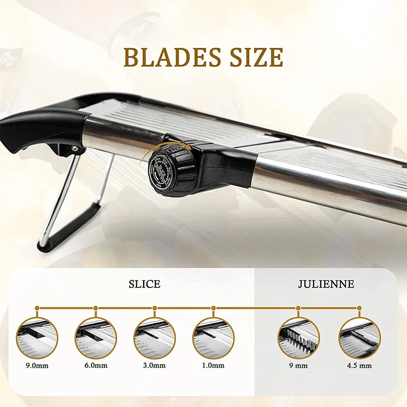 LMETJMA Adjustable Mandoline Slicer - Stainless Steel Vegetable Chopper & Cutter