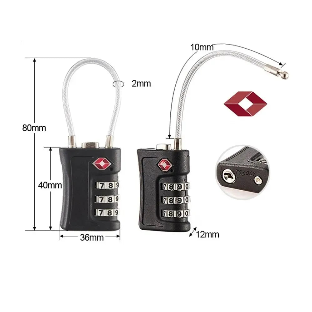 TSA Approved Luggage Locks 4-Pack - 3-Digit Combination Travel Security