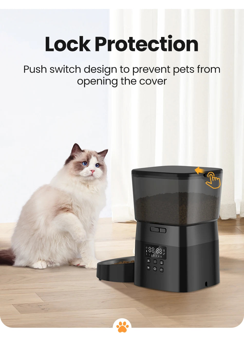 ROJECO Automatic Pet Feeder - Button Version Auto Cat & Dog Food Dispenser