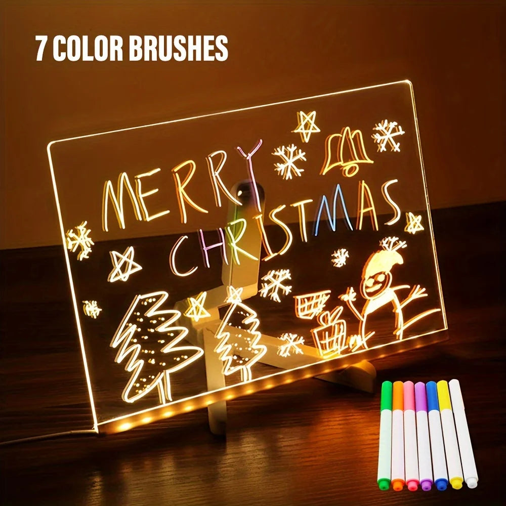 LED Note Board & Night Light | RGB Erasable Drawing Board for Kids