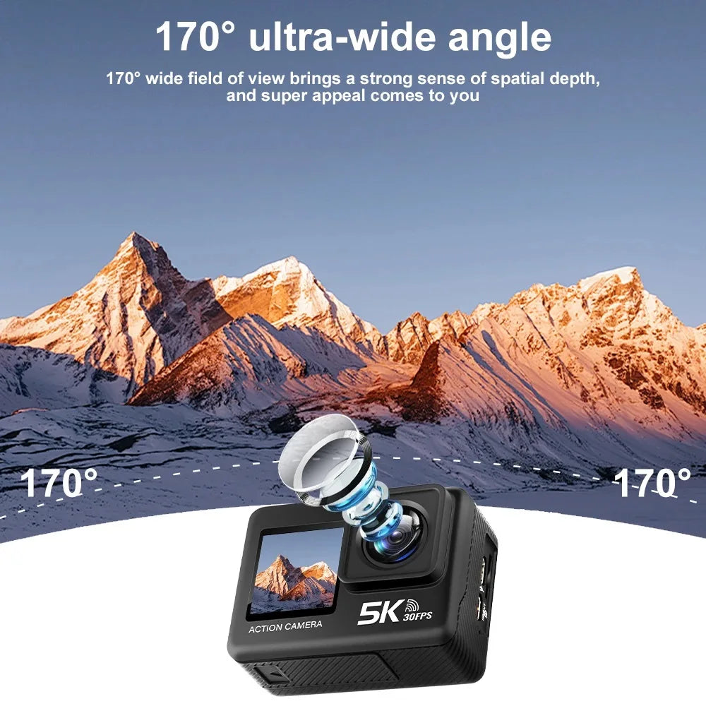 Sony IMX576 5K 4K 60FPS Waterproof 48MP Wi-Fi Action Camera for Adventure
