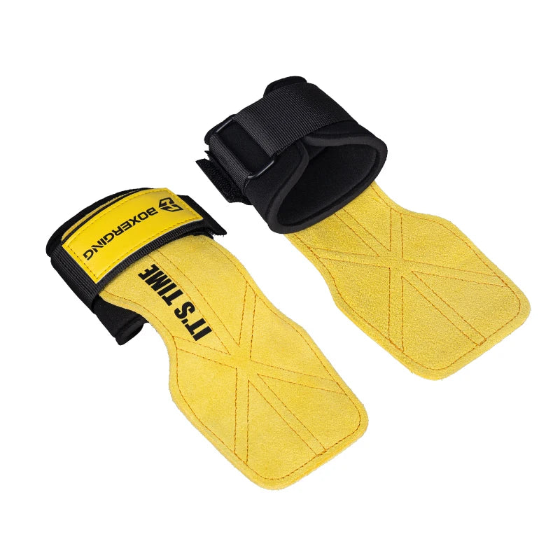 Vabena Cowhide Gym Gloves Grips - Anti-Skid Palm Protection for Weightlifting