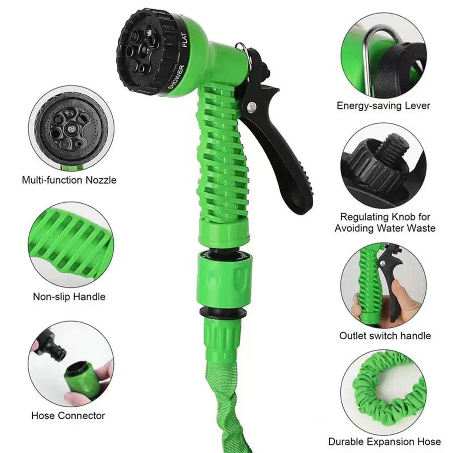 Vabena Expandable Garden Hose 25-200FT - Lightweight, Durable & Kink-Free with 7-Way Spray Nozzle