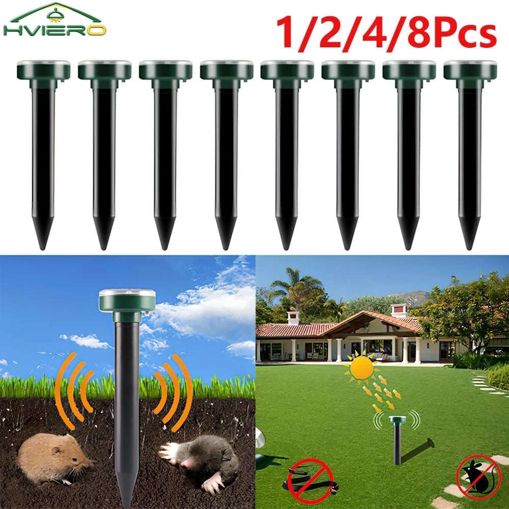 Solar Ultrasonic Rodent Pest Repeller Outdoor Garden Yard Mole Mouse Deterrent