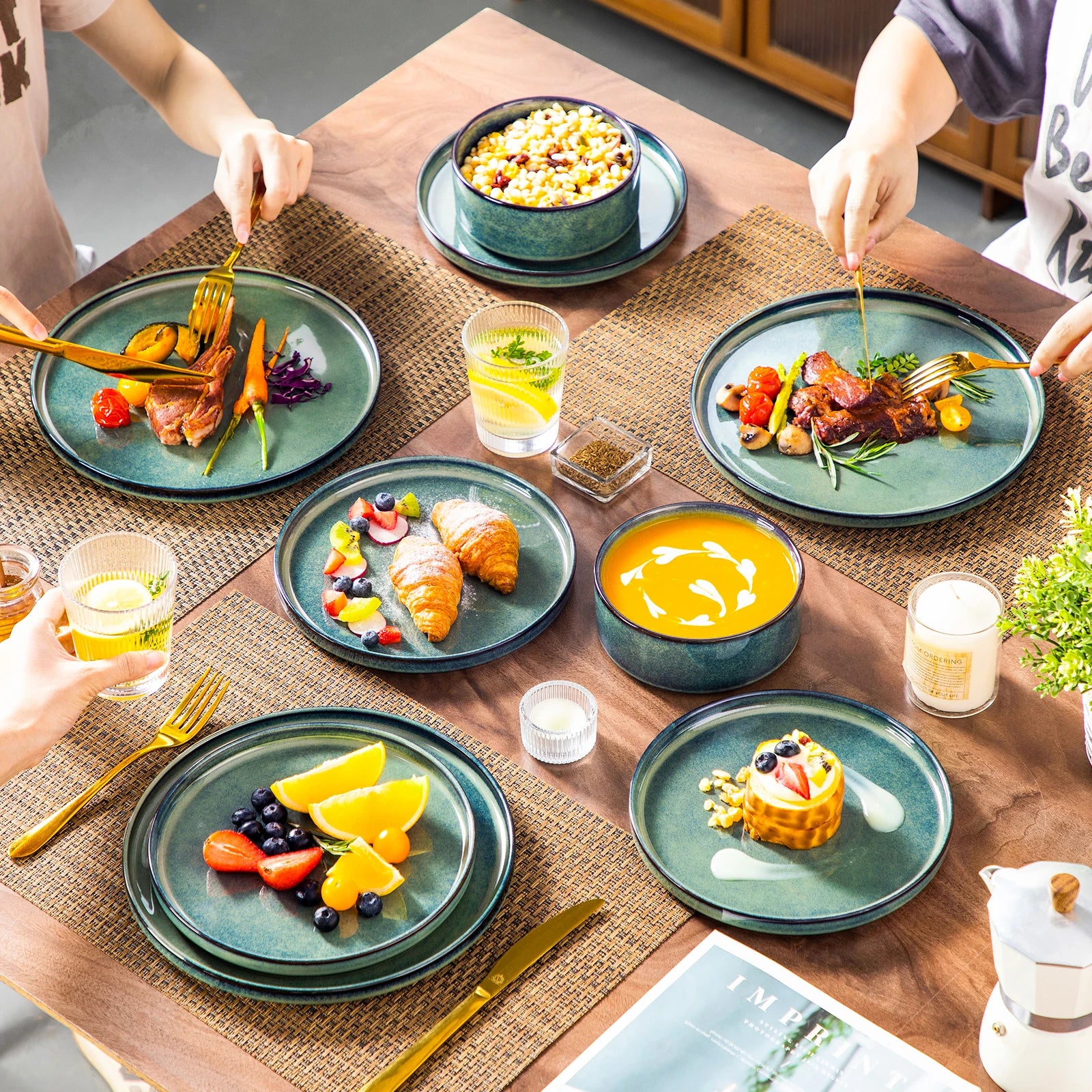 vancasso Reactive Glaze Stoneware Dinner Set - 12/24 Piece Dinnerware