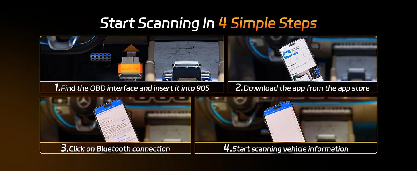 2026 KONNWEI KW905 OBD2 Scanner Bluetooth 5.0 Car Diagnostic Tool