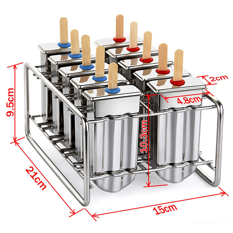 Stainless Steel Popsicle Mold Rack – Homemade Ice Cream & Lolly Maker Set