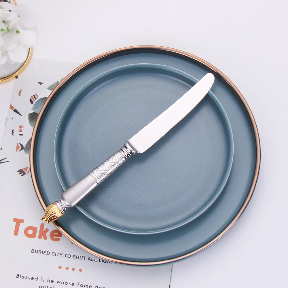 Vabena 4 Pcs Luxury Vintage Stainless Steel Flatware Set