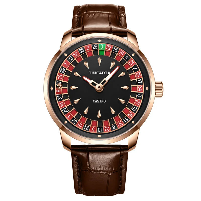 TIMEARTX Luxury Roulette Poker Game Quartz Watch for Men